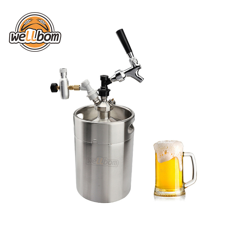 5L Mini Beer Keg Growler for Craft Beer Dispenser System CO2 Draft Beer Faucet with Perfect Pour Regulator